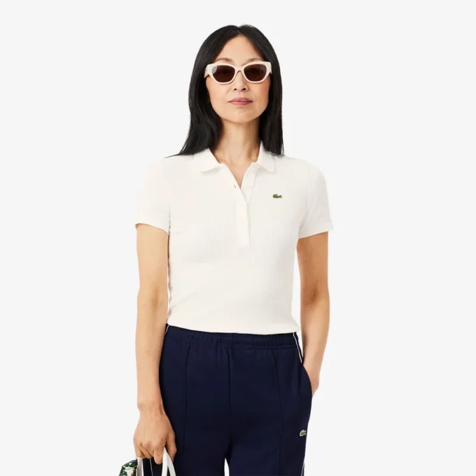 Γυναικείο πόλο L.12.D Slim Fit από βαμβάκι με ραβδώσεις Γυναικείο πόλο L.12.D Slim Fit από βαμβάκι με ραβδώσεις