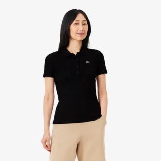 Γυναικείο πόλο L.12.D Slim Fit από βαμβάκι με ραβδώσεις