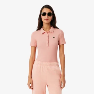 Γυναικείο πόλο L.12.D Slim Fit από βαμβάκι με ραβδώσεις