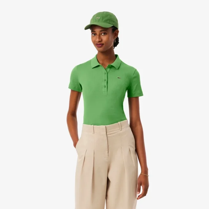 Γυναικείο πόλο L.12.D Slim Fit από βαμβάκι με ραβδώσεις Γυναικείο πόλο L.12.D Slim Fit από βαμβάκι με ραβδώσεις
