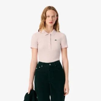 Γυναικείο πόλο L.12.D Slim Fit από βαμβάκι με ραβδώσεις
