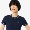 Γυναικείο T-shirt από jersey με διακοσμητικές λεπτομέρειες σε αντίθεση