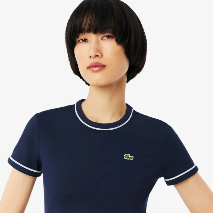 Γυναικείο T-shirt από jersey με διακοσμητικές λεπτομέρειες σε αντίθεση
