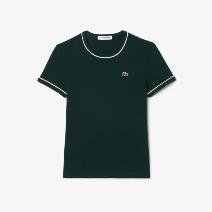 Γυναικείο T-shirt από jersey με διακοσμητικές λεπτομέρειες σε αντίθεση Γυναικείο T-shirt από jersey με διακοσμητικές λεπτομέρειες σε αντίθεση