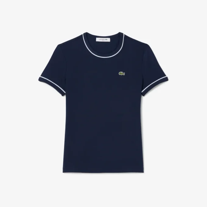 Γυναικείο T-shirt από jersey με διακοσμητικές λεπτομέρειες σε αντίθεση
