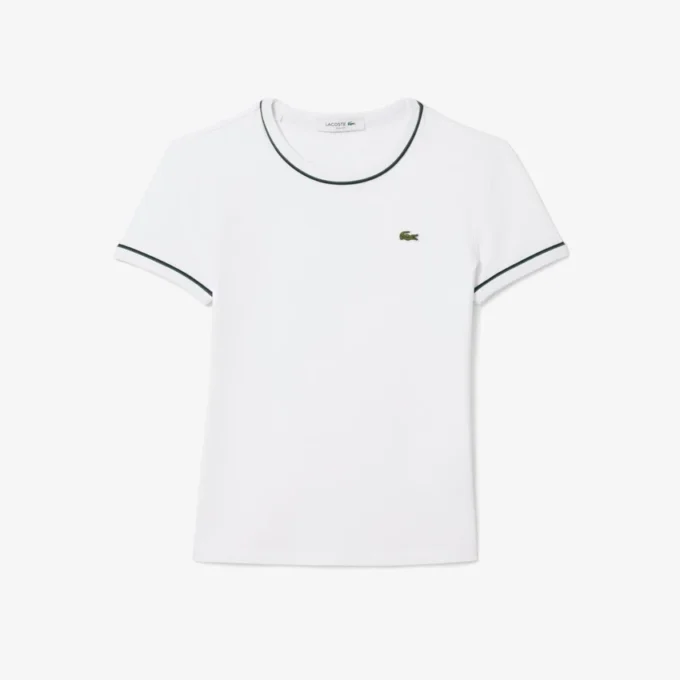 Γυναικείο T-shirt από jersey με διακοσμητικές λεπτομέρειες σε αντίθεση