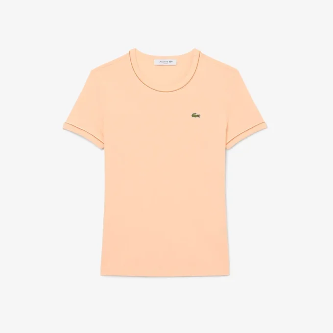 Γυναικείο T-shirt από jersey με διακοσμητικές λεπτομέρειες σε αντίθεση