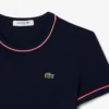 Γυναικείο T-shirt από jersey με διακοσμητικές λεπτομέρειες σε αντίθεση Γυναικείο T-shirt από jersey με διακοσμητικές λεπτομέρειες σε αντίθεση
