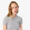 Γυναικείο T-shirt από βαμβάκι με ραβδώσεις και στενή γραμμή Γυναικείο T-shirt από βαμβάκι με ραβδώσεις και στενή γραμμή