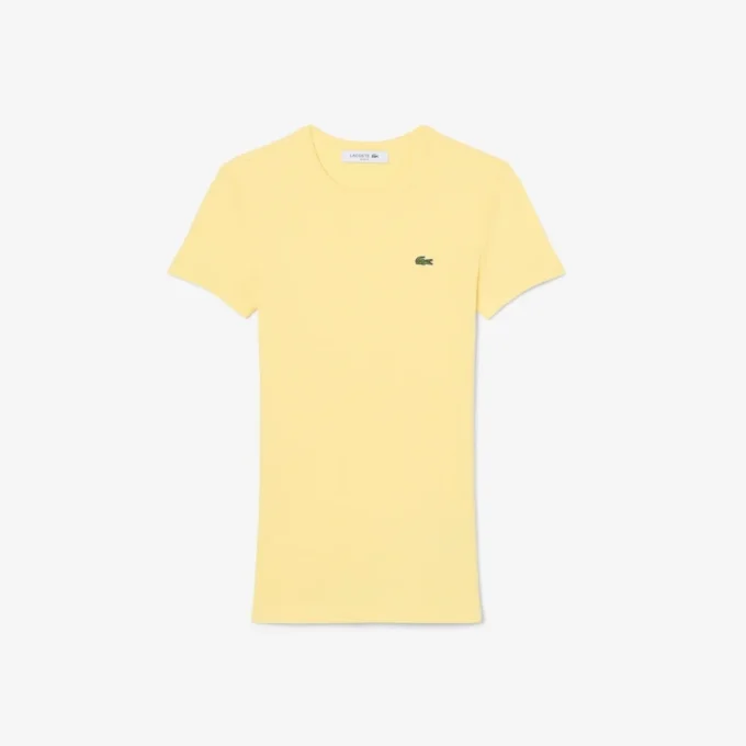 Γυναικείο T-shirt από βαμβάκι με ραβδώσεις και στενή γραμμή Γυναικείο T-shirt από βαμβάκι με ραβδώσεις και στενή γραμμή