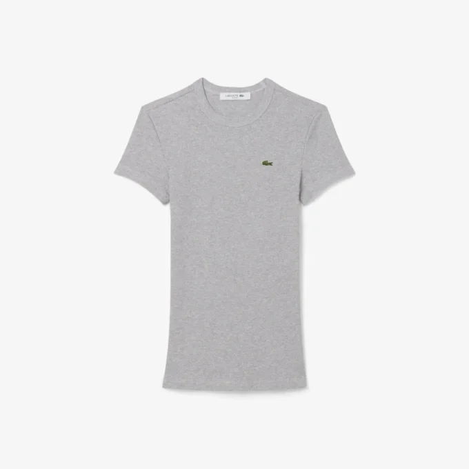 Γυναικείο T-shirt από βαμβάκι με ραβδώσεις και στενή γραμμή Γυναικείο T-shirt από βαμβάκι με ραβδώσεις και στενή γραμμή