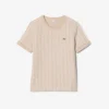 Γυναικείο T-shirt με μονόγραμμα και στενή γραμμή Γυναικείο T-shirt με μονόγραμμα και στενή γραμμή