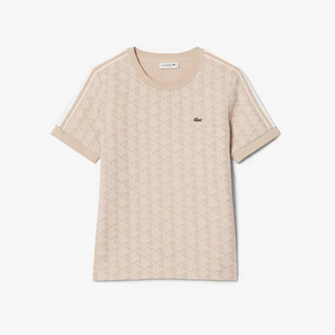 Γυναικείο T-shirt με μονόγραμμα και στενή γραμμή Γυναικείο T-shirt με μονόγραμμα και στενή γραμμή