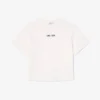 Γυναικείο βαμβακερό oversized T-shirt με τύπωμα μπάλας Γυναικείο βαμβακερό oversized T-shirt με τύπωμα μπάλας