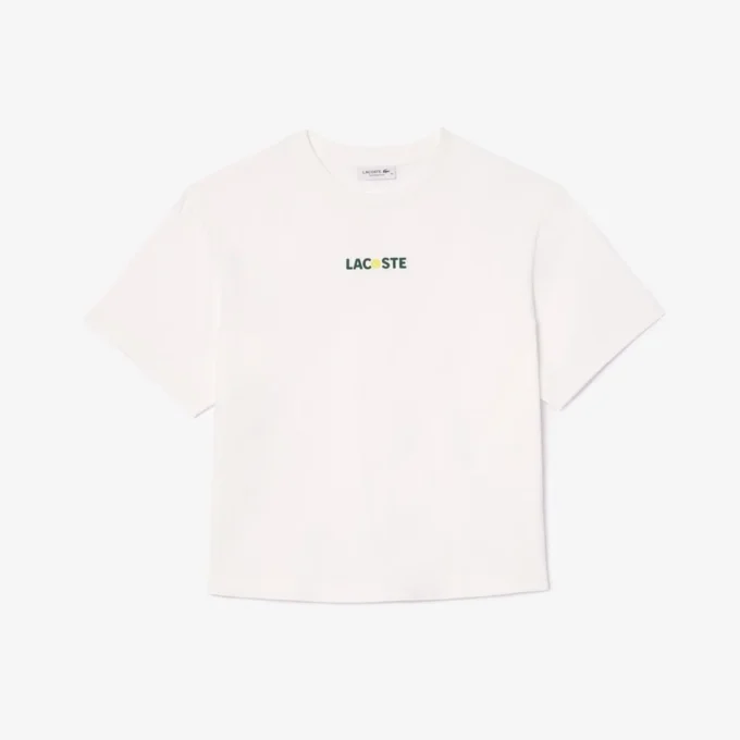 Γυναικείο βαμβακερό oversized T-shirt με τύπωμα μπάλας Γυναικείο βαμβακερό oversized T-shirt με τύπωμα μπάλας
