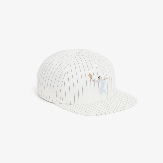 Καπέλο από βαμβακερό τβίλ με ραβδωτό κέντημα