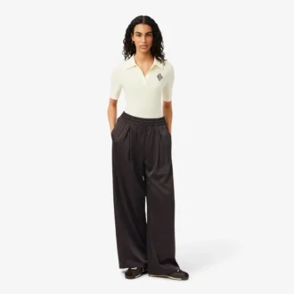 Παντελόνι από σατέν με ελαστική μέση και oversize γραμμή