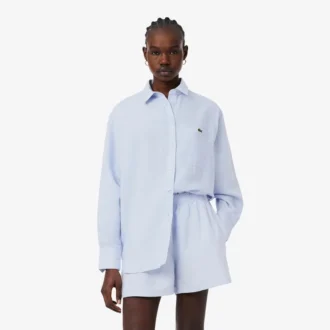Πουκάμισο από μείγμα λινού και βαμβακιού σε oversized γραμμή
