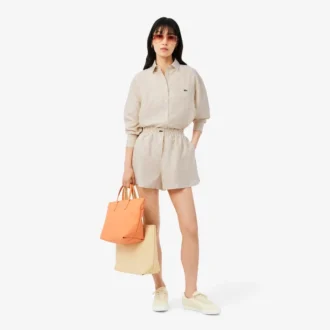 Πουκάμισο από μείγμα λινού και βαμβακιού σε oversized γραμμή Πουκάμισο από μείγμα λινού και βαμβακιού σε oversized γραμμή