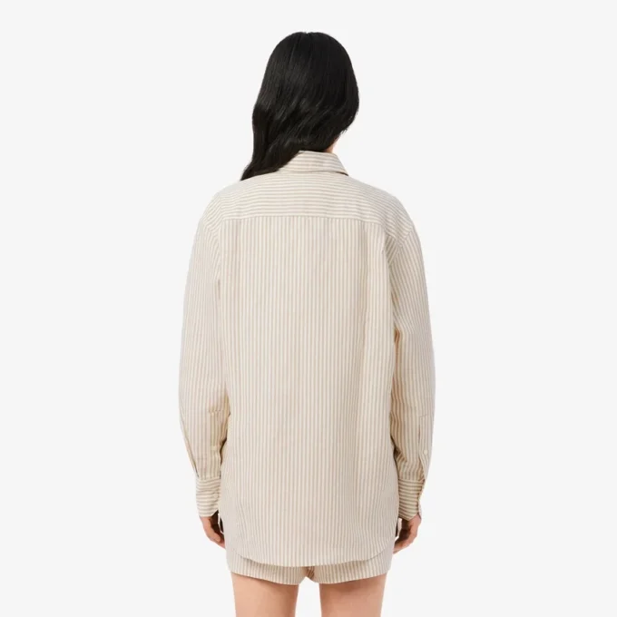 Πουκάμισο από μείγμα λινού και βαμβακιού σε oversized γραμμή Πουκάμισο από μείγμα λινού και βαμβακιού σε oversized γραμμή