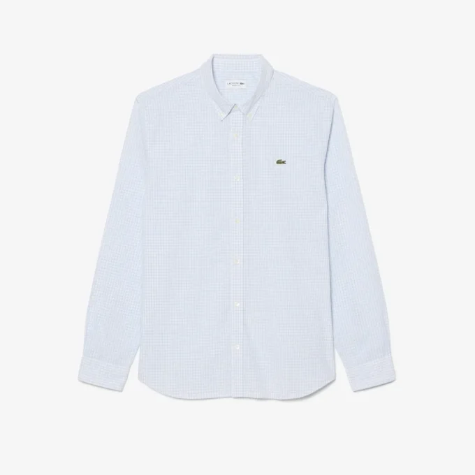 Πουκάμισο από ποπλίν με καρό μοτίβο, κανονική εφαρμογή Πουκάμισο από ποπλίν με καρό μοτίβο, κανονική εφαρμογή