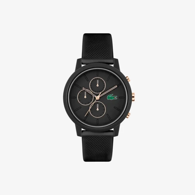 Ρολόι Lacoste.12.12 Chrono Μαύρο & Χρυσό Καρνέλιο Σιλικόνη