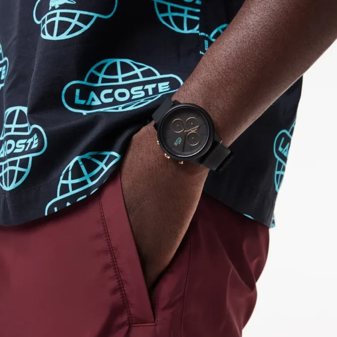 Ρολόι Lacoste.12.12 Chrono Μαύρο & Χρυσό Καρνέλιο Σιλικόνη