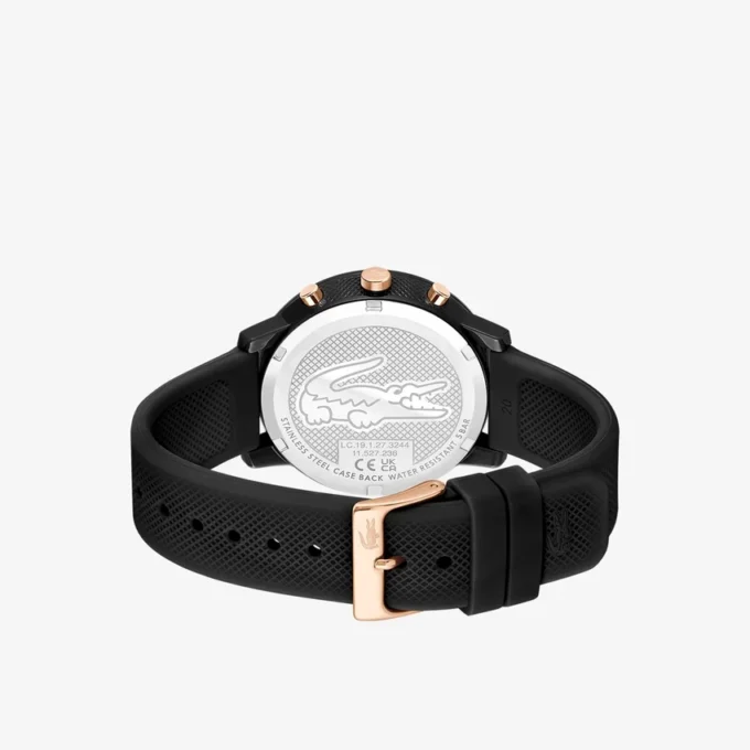 Ρολόι Lacoste.12.12 Chrono Μαύρο & Χρυσό Καρνέλιο Σιλικόνη