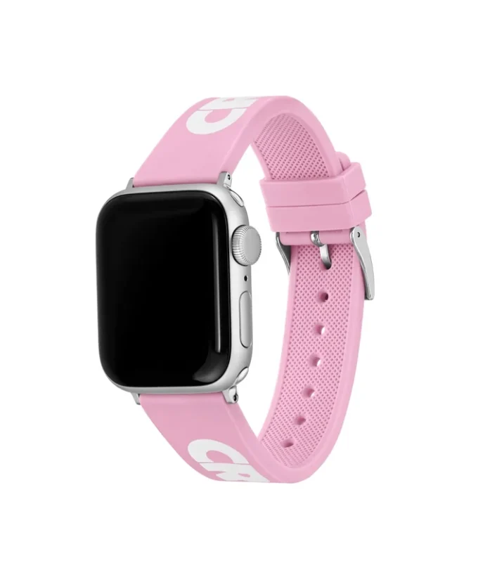 Ροζ λουράκι Apple Watch από σιλικόνη με τύπωμα κροκοδείλου
