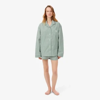 Σετ πιτζάμας από ριγέ ποπλίν σε oversized μέγεθος