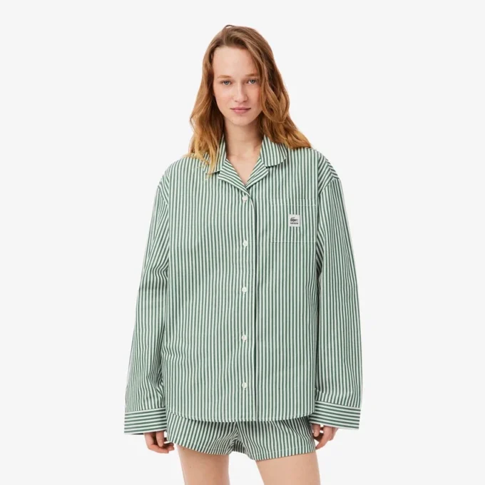 Σετ πιτζάμας από ριγέ ποπλίν σε oversized μέγεθος Σετ πιτζάμας από ριγέ ποπλίν σε oversized μέγεθος