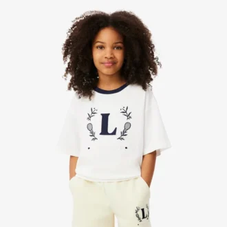 T-shirt από βαμβάκι με έμβλημα σε αντίθεση