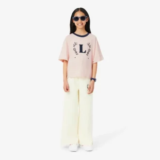 T-shirt από βαμβάκι με έμβλημα σε αντίθεση