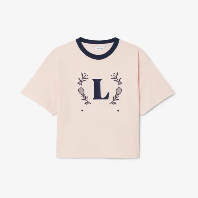 T-shirt από βαμβάκι με έμβλημα σε αντίθεση T-shirt από βαμβάκι με έμβλημα σε αντίθεση