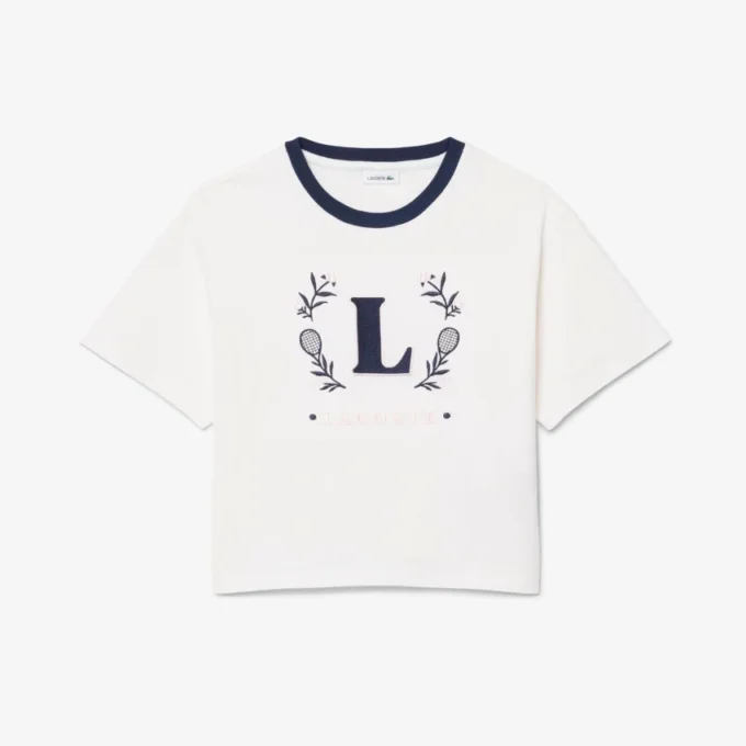 T-shirt από βαμβάκι με έμβλημα σε αντίθεση T-shirt από βαμβάκι με έμβλημα σε αντίθεση