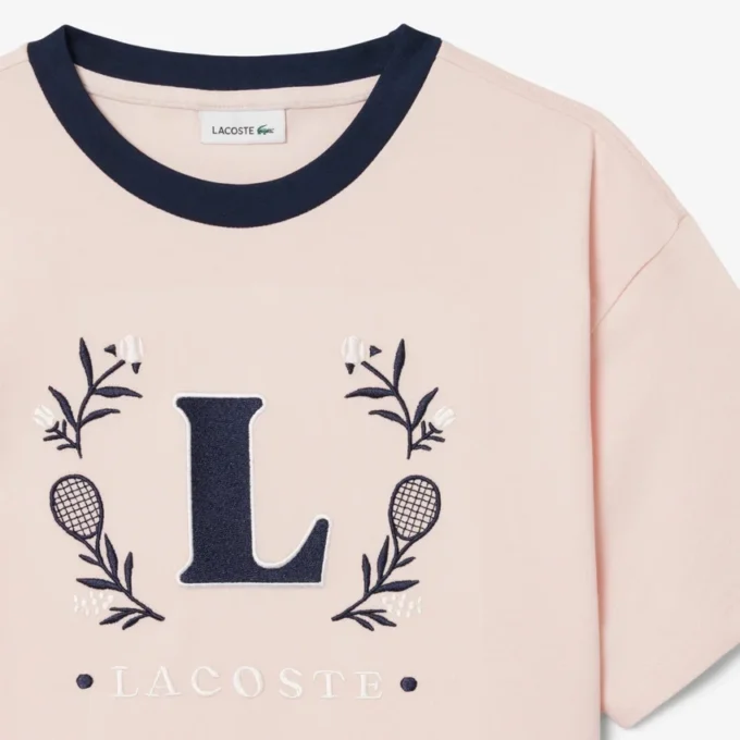 T-shirt από βαμβάκι με έμβλημα σε αντίθεση T-shirt από βαμβάκι με έμβλημα σε αντίθεση