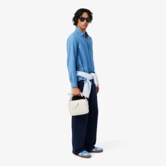 Τσάντα Lacoste Club από δέρμα με υφή