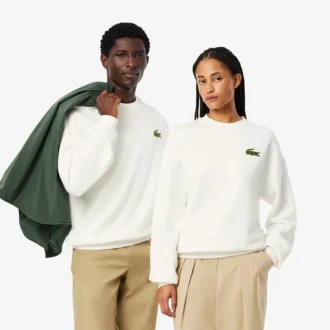 Unisex φούτερ φλις με χαλαρή εφαρμογή και διακοσμητικό έμβλημα