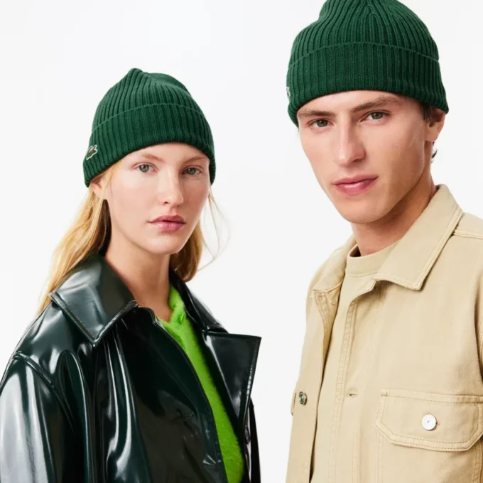 Unisex σκούφο από βουρτσισμένο μαλλί με πλεκτό ριμπ