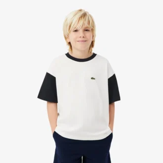 Βαμβακερό T-shirt με αντίθεση στο τελείωμα