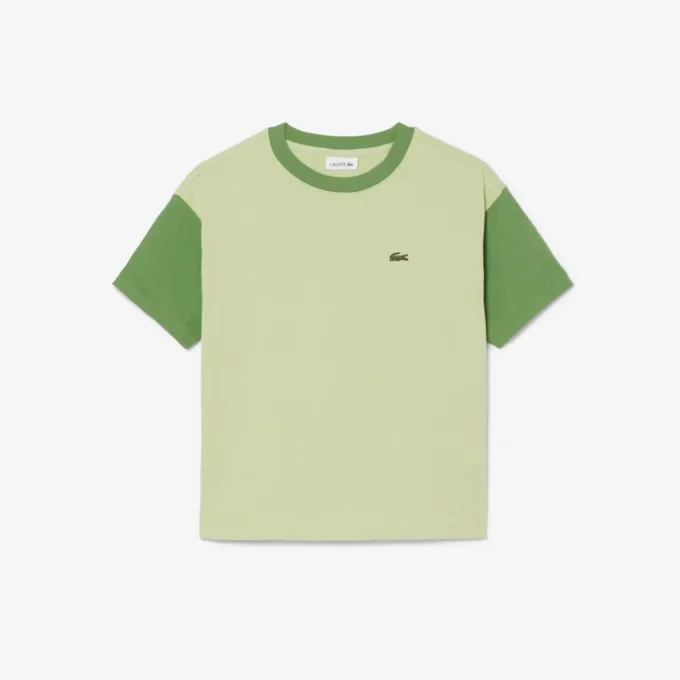 Βαμβακερό T-shirt με αντίθεση στο τελείωμα Βαμβακερό T-shirt με αντίθεση στο τελείωμα