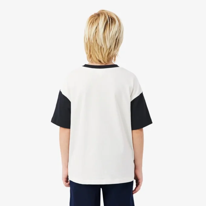 Βαμβακερό T-shirt με αντίθεση στο τελείωμα Βαμβακερό T-shirt με αντίθεση στο τελείωμα