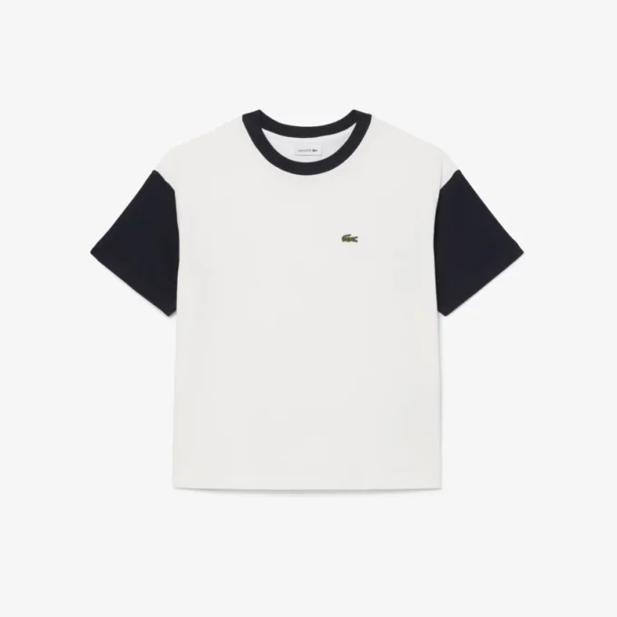 Βαμβακερό T-shirt με αντίθεση στο τελείωμα Βαμβακερό T-shirt με αντίθεση στο τελείωμα
