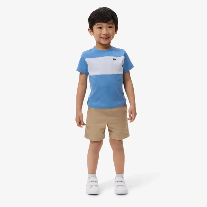 Βαμβακερό T-shirt με χρωματικά μπλοκ Βαμβακερό T-shirt με χρωματικά μπλοκ