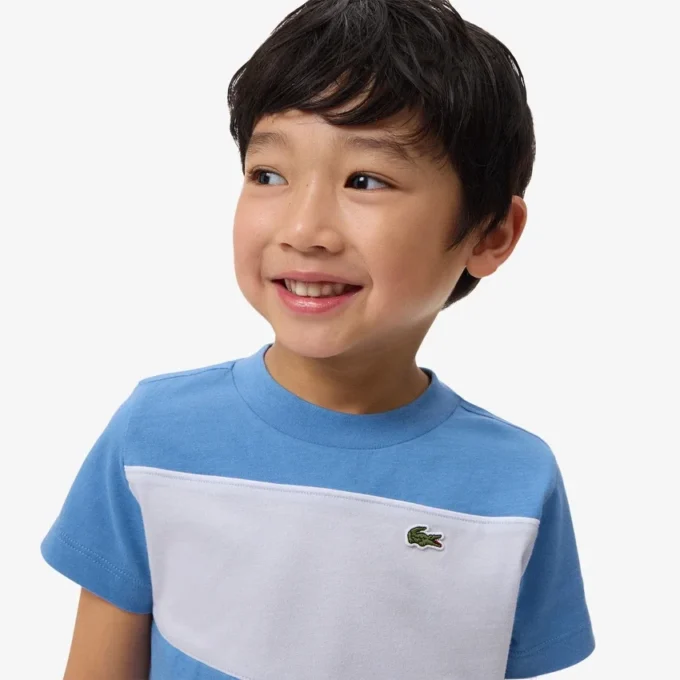 Βαμβακερό T-shirt με χρωματικά μπλοκ Βαμβακερό T-shirt με χρωματικά μπλοκ