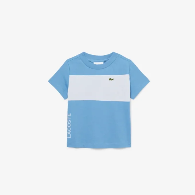 Βαμβακερό T-shirt με χρωματικά μπλοκ Βαμβακερό T-shirt με χρωματικά μπλοκ