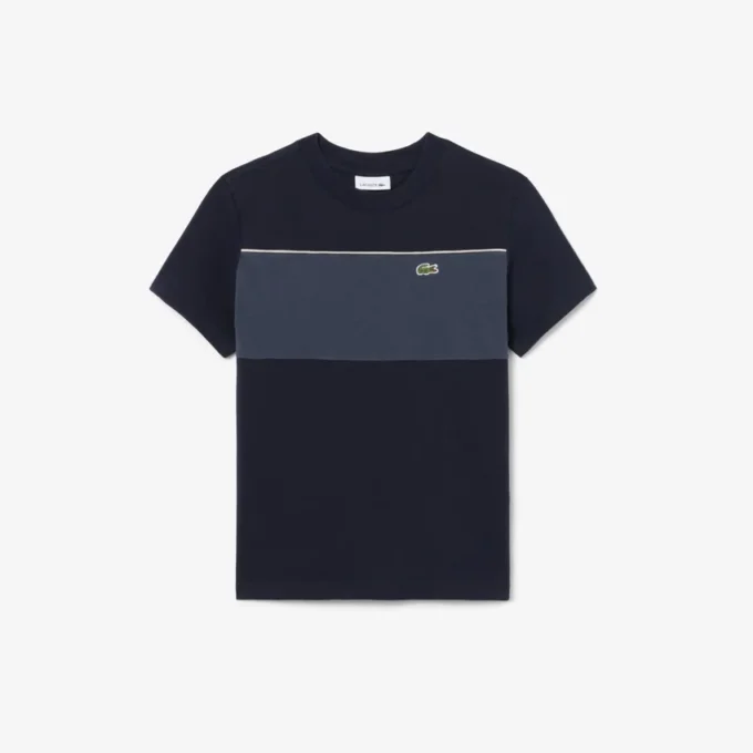 Βαμβακερό T-shirt με χρωματικά μπλοκ Βαμβακερό T-shirt με χρωματικά μπλοκ