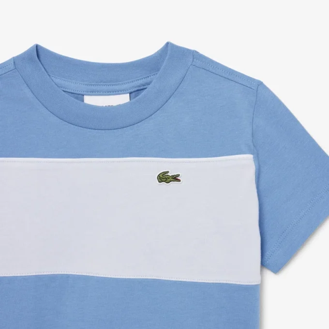 Βαμβακερό T-shirt με χρωματικά μπλοκ Βαμβακερό T-shirt με χρωματικά μπλοκ