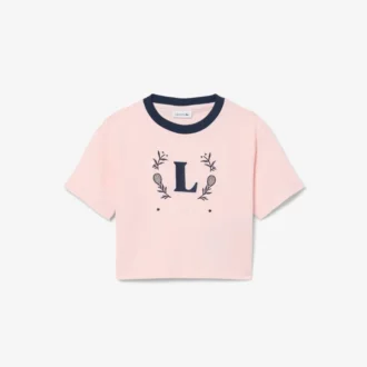 Βαμβακερό T-shirt με έμβλημα σε αντίθεση