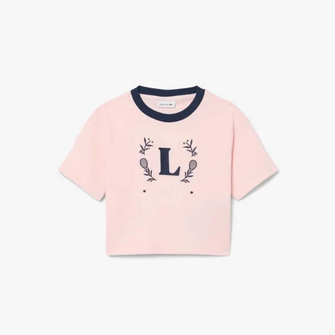 Βαμβακερό T-shirt με έμβλημα σε αντίθεση